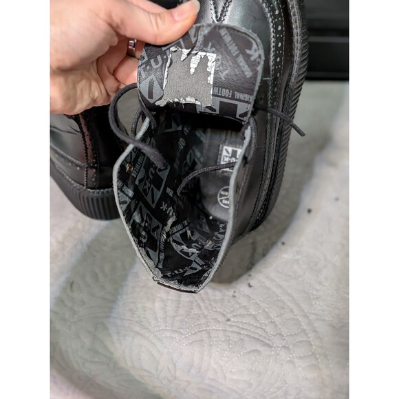 T.U.K Black Wingtip Leather Boot Size Men's 5 Women's 7.5 Punk Goth Y2K Biker - Picture 6 of 10